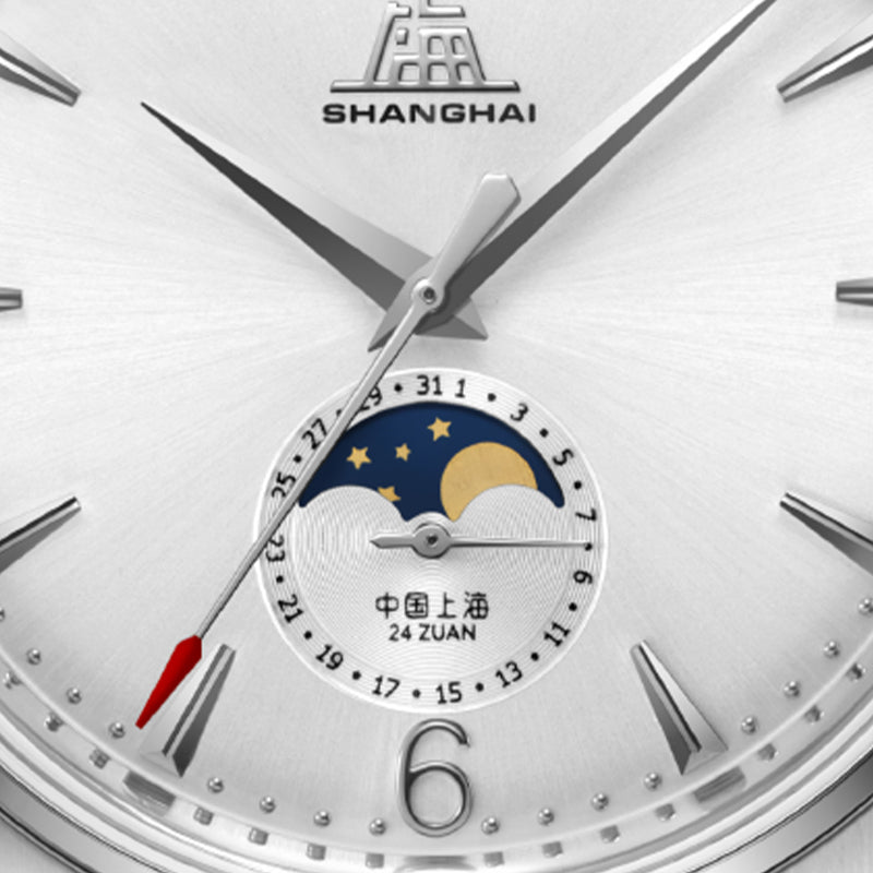 Shanghai Pioneer 39mm Watch - Moonphase Silver (Special Edition)