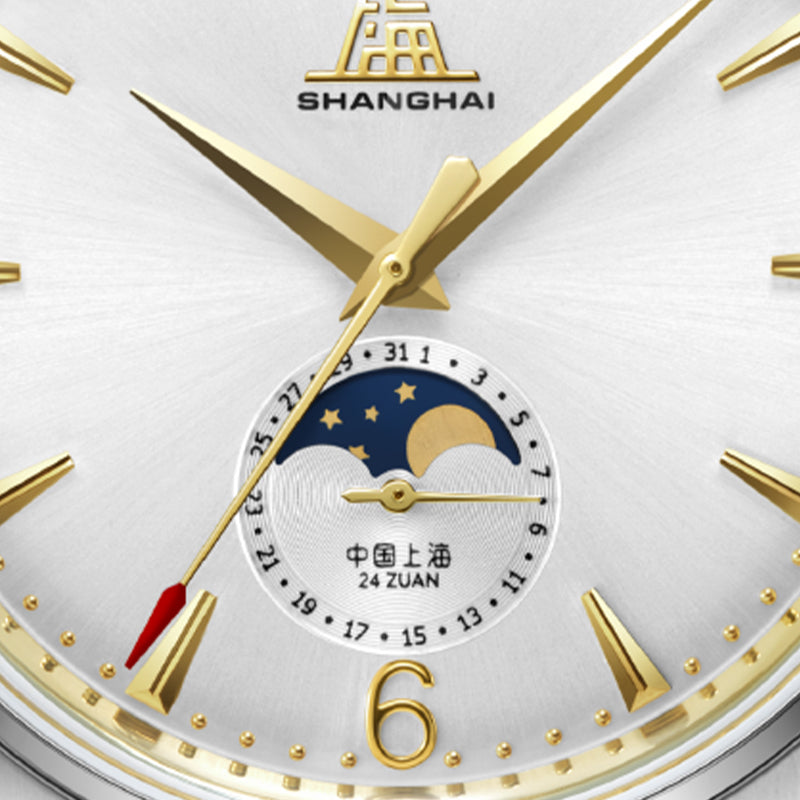 Shanghai Pioneer 39mm Watch - Moonphase Golden (Special Edition)