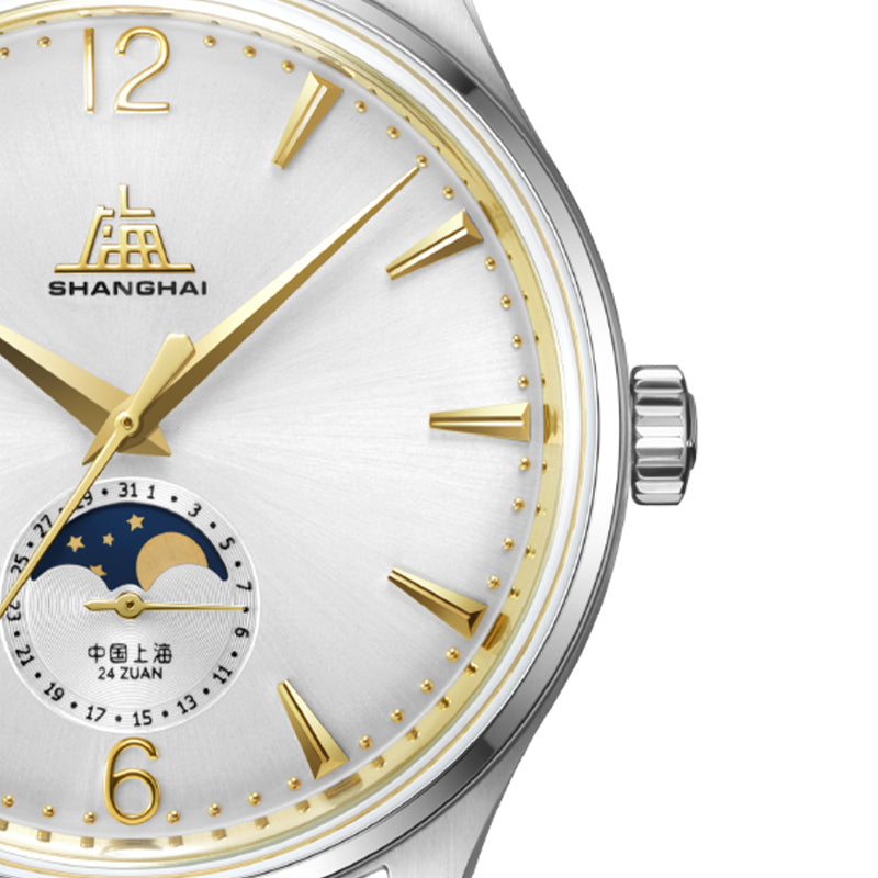 Shanghai Pioneer 39mm Watch - Moonphase Golden (Special Edition)