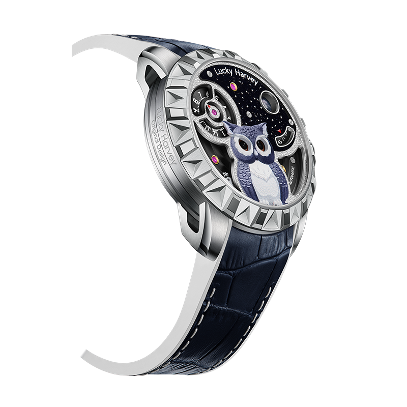 Lucky Harvey Fun Series Silver Owl Automaton Watch