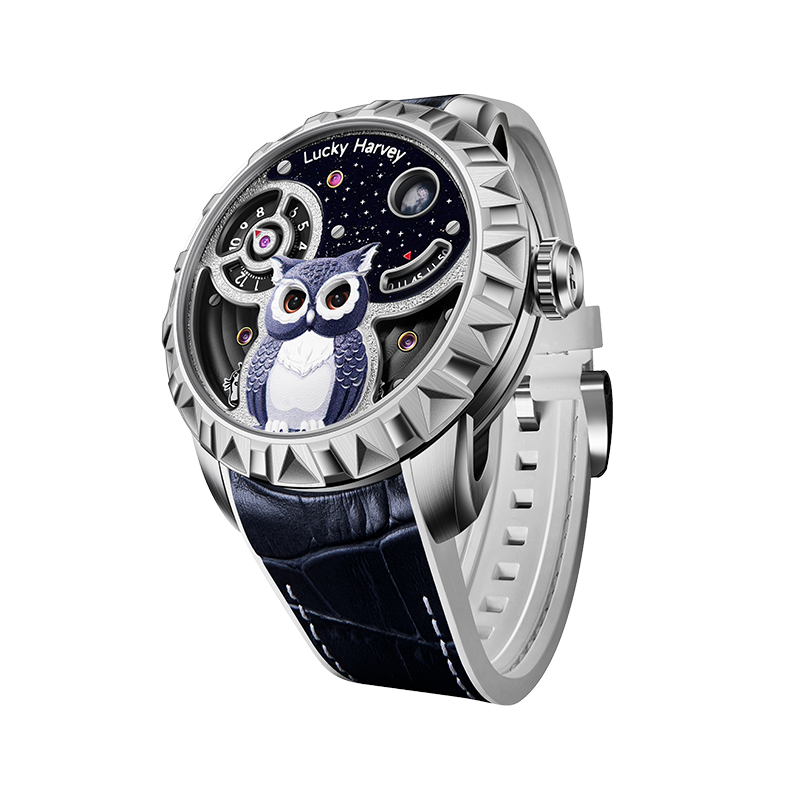 Lucky Harvey Fun Series Silver Owl Automaton Watch