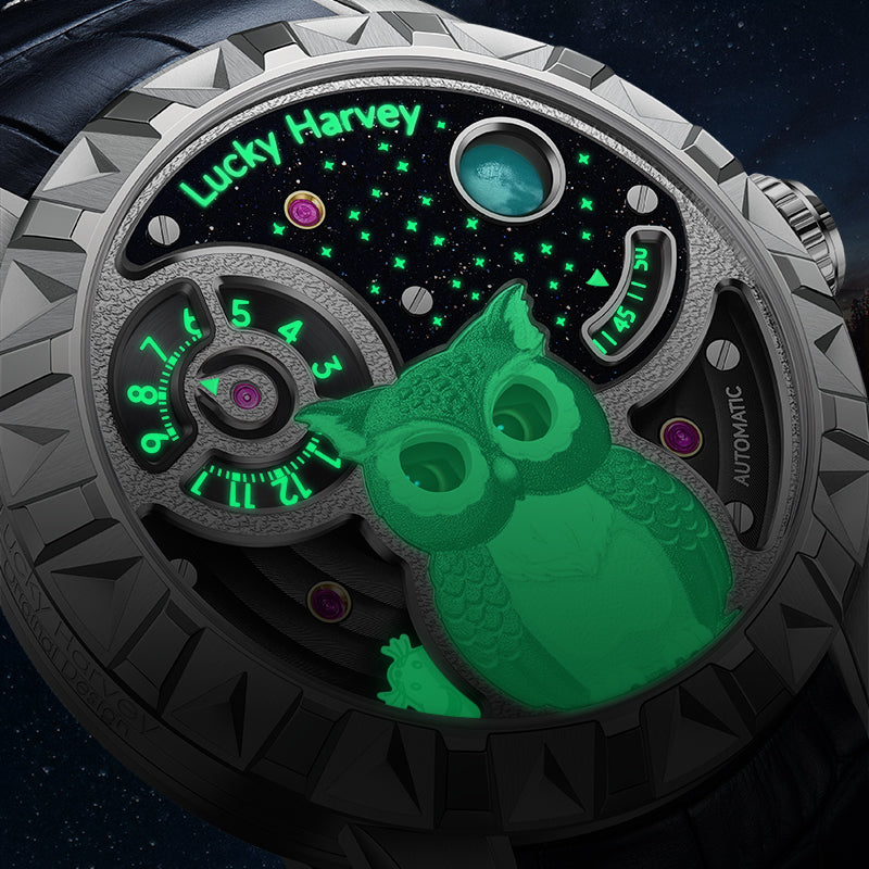 Lucky Harvey Fun Series Silver Owl Automaton Watch