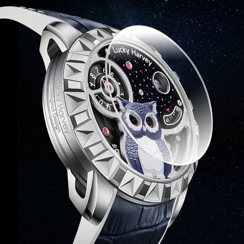 Lucky Harvey Fun Series Silver Owl Automaton Watch