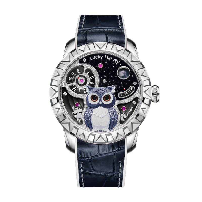 Lucky Harvey Fun Series Silver Owl Automaton Watch
