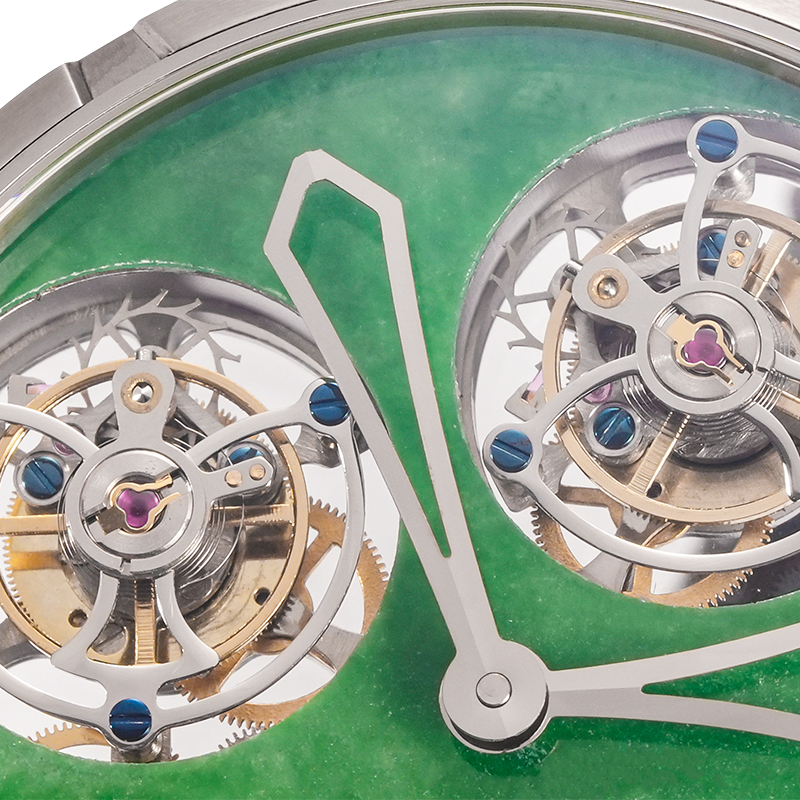 HUASUO Luxury Double Tourbillon Natural Jadeite Dial Watch