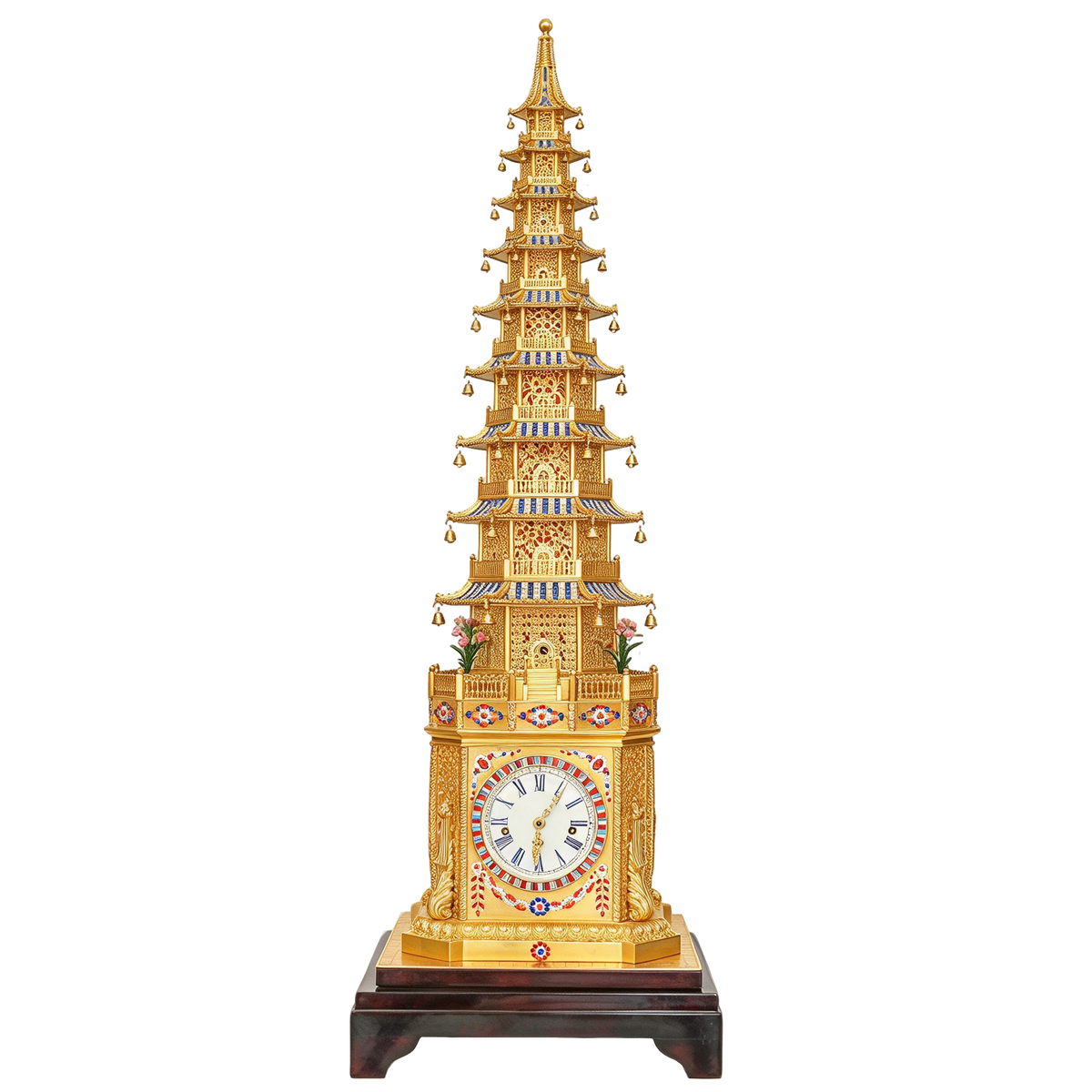 Gilt-Bronze Nine-Tier Pagoda Rotating Clock