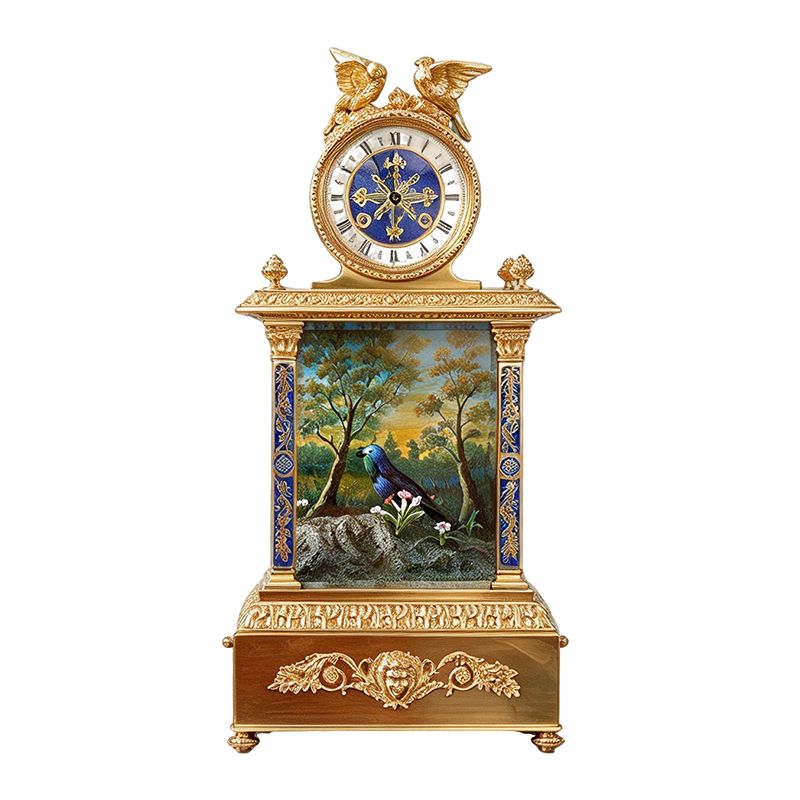 Gilt-Bronze Singing Bird Automaton Clock