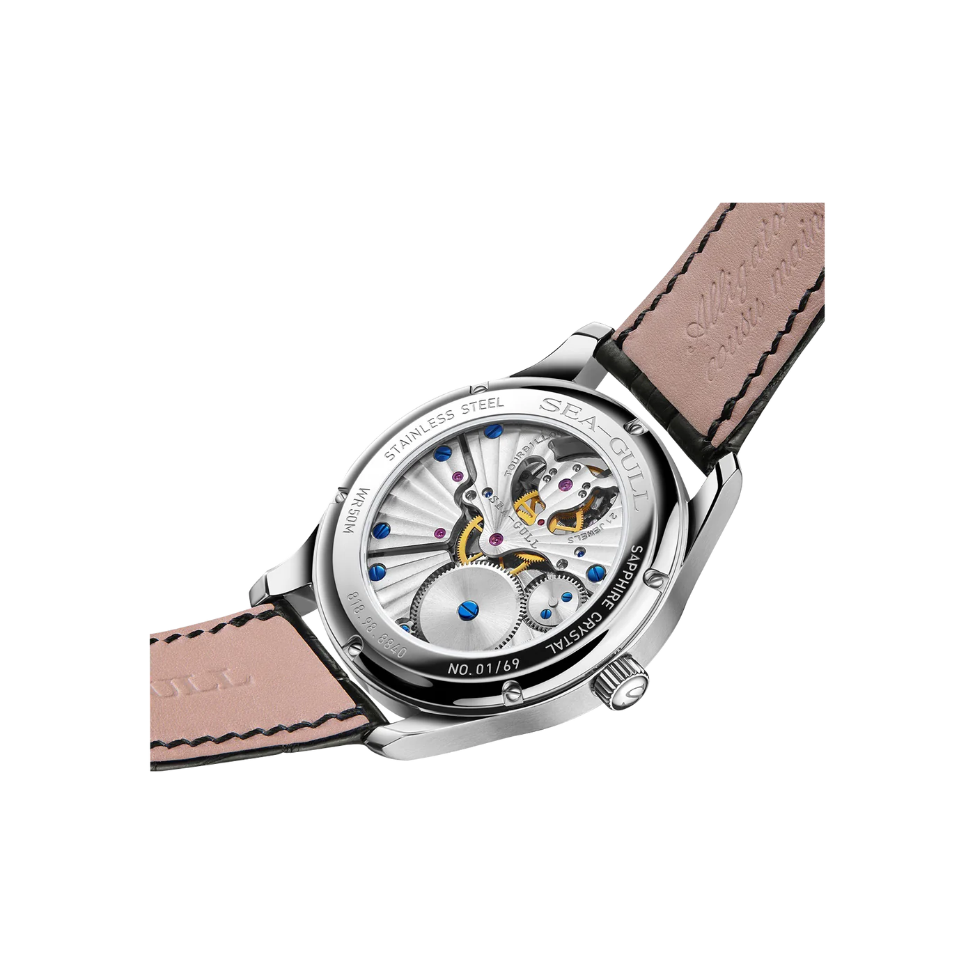 Seagull 24K Gold Damascening Dragon Pattern Tourbillon Watch 41mm